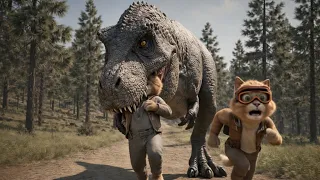 Run! Cats vs Dinosaur in the Forest 🐱🦖