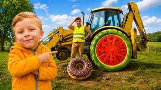 Leo Helps Daddy Fix the Tractor 🚜 Donut Wheel or Watermelon Wheel? | Interactive Game for Kids