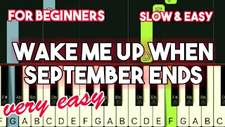 Download WAKE ME UP WHEN SEPTEMBER ENDS - GREENDAY | SLOW \u0026 EASY PIANO TUTORIAL MP3