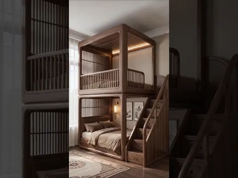 From Bare Bedroom to Beautiful Bunk Bed! | Full Solid Wood Assembly #interior