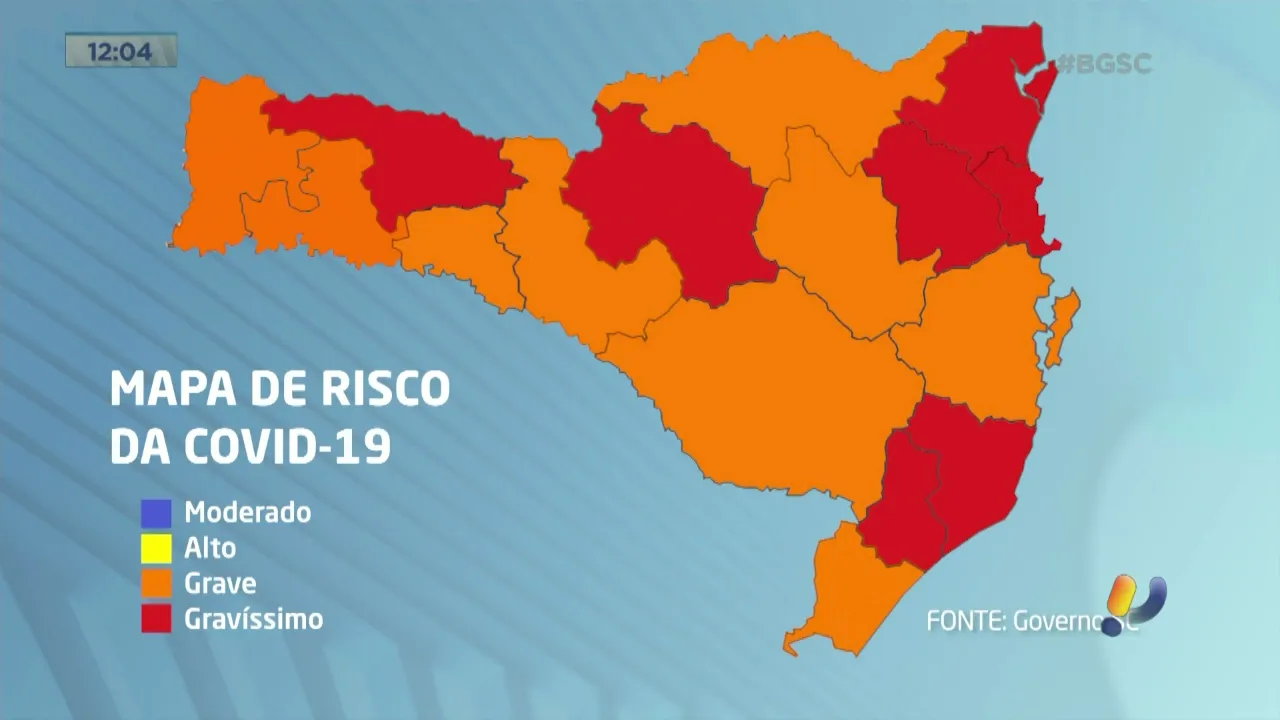 Novo mapa de risco: nove regiões estão em nível grave e sete em nível gravíssimo