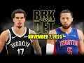 Brooklyn Nets vs Detroit Pistons Full Game Highlights - November 7 2025 NBA Season