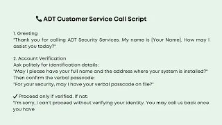ADT Customer Service Call Types Call Flow CSR Guide