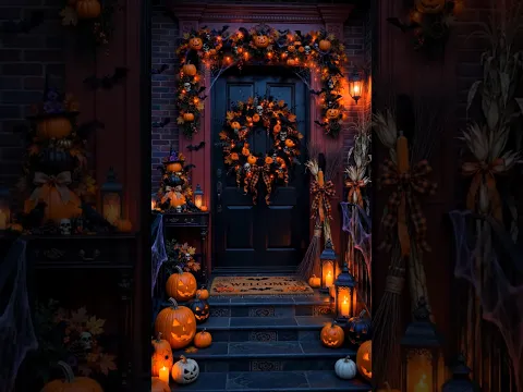 Halloween Wreath & Entryway Decor 🎃 Spooky Entryway Makeover! #halloween
