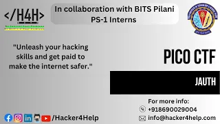 PicoCtf JAuth CTF challenges web application pen testing Hacker4Help