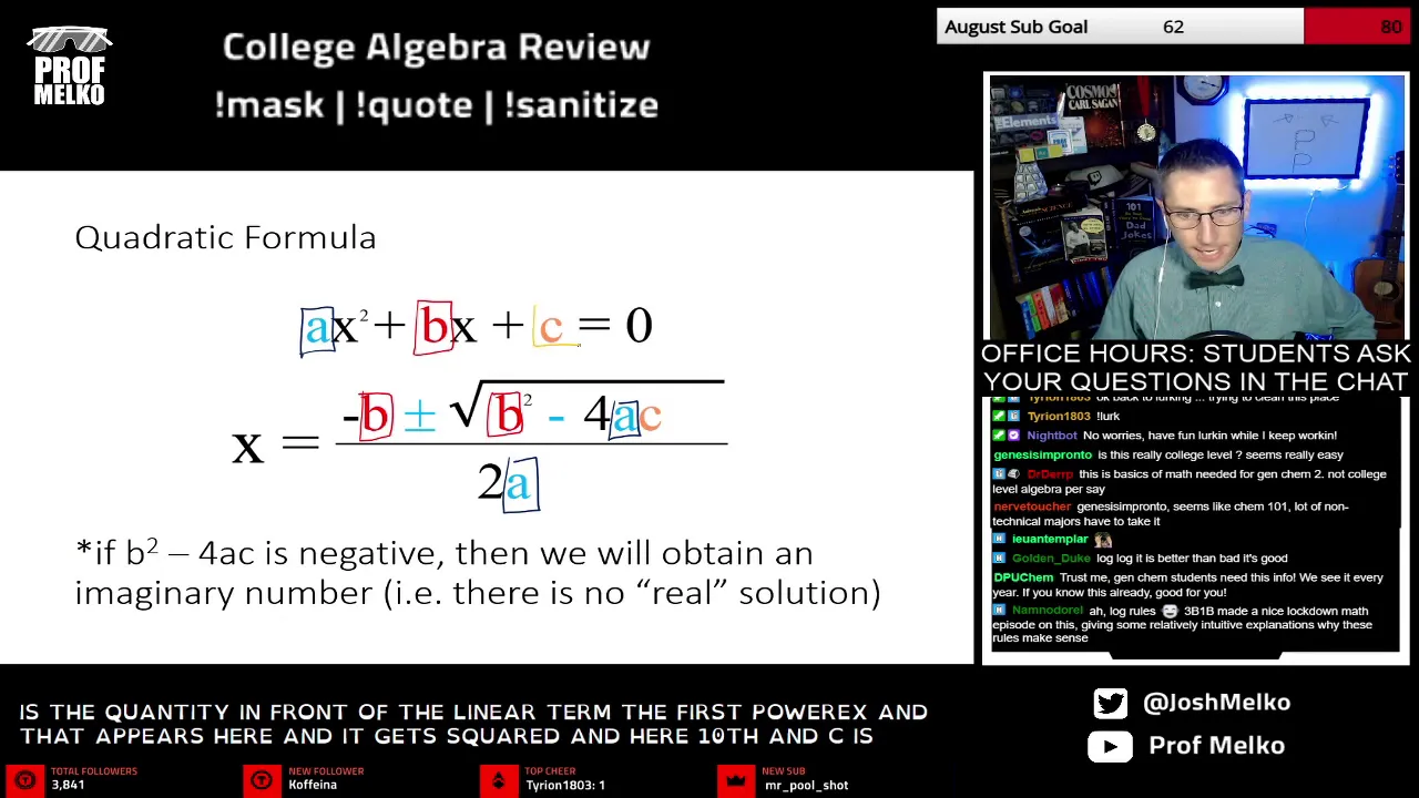 College Algebra Review for General Chemistry