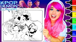 Coloring K-Pop Demon Hunters HUNTRIX Girls 🩷 Anime Style Page 💜 Ohuhu Art Markers #kpopfanart