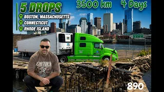 3500 km Solo Truck Trip Winnipeg🇨🇦 to BOSTON 🇺🇸 | Truck Driver life | 890