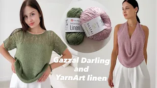 Відгук на пряжу Gazzal Darling i YarnArt intense Linen. Огляд і готові роботи.