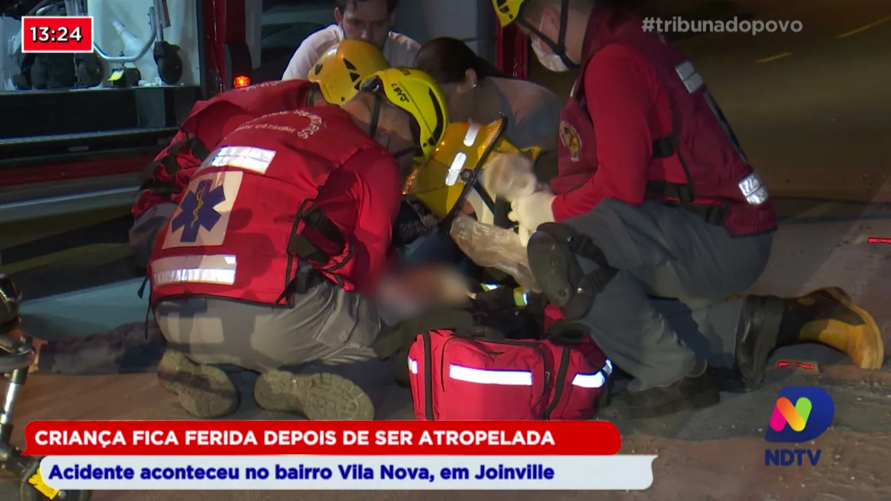 Criança fica ferida depois de ser atropelada, acidente aconteceu no bairro Vila Nova, em Joinville
