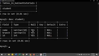 Create Table in MySQL through Python code Python MySQL Connectivity MySQL 03