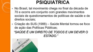 Aula 1 - Saúde mental e reforma psiquiátrica