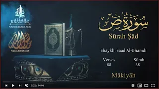 quran 38 surah s d saad al ghamdi read version the letter saad english translation