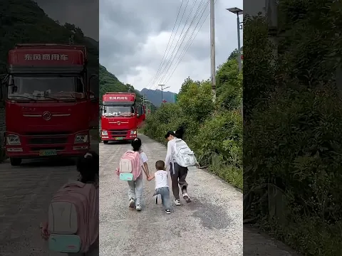 Các con vui mừng khi thấy bố trở về sau chuyến hàng xa nhà nhiều ngày #truckdriver #family #trucking