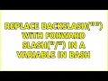 Replace backslash with forward slash in a variable in bash 2 Solutions
