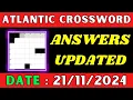 Atlantic Crossword Clue Answers for Nov 21 2024 Solved