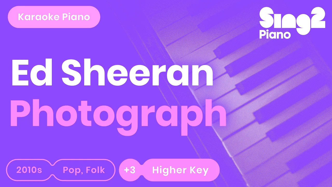 Ed Sheeran - Photograph (Higher Key) Piano Karaoke