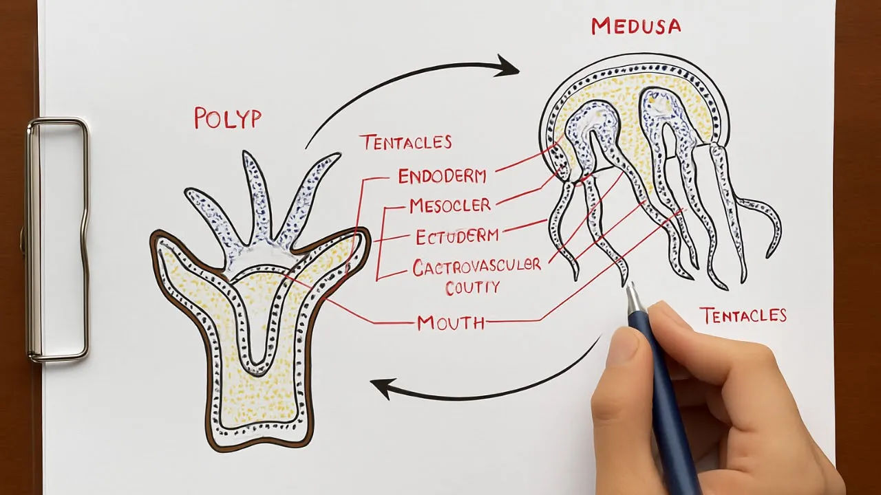 Difference between Polyp and Medusa with Diagrams in हिन्दी | Cell Biology | BSc/MSc Zoology