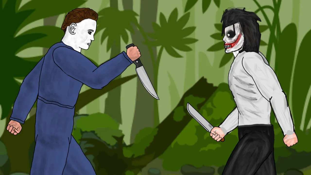 🔥Jeff The Killer vs Michael Myers - drawing cartoons 2 [DC2] animating touch dv animations gv studio