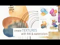 Abstract doodles with ink and watercolor - simple texture practice for beginners
