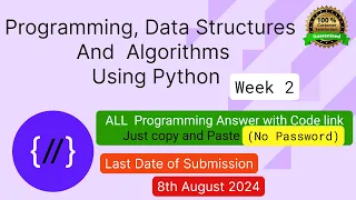 NPTEL Programming Data Structures and Algorithm Using Python week 2 programming Ans with code link