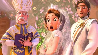 الجميلة ربانزل اخيرا هتتجوز حب حياتها يوجين بس للاسف حصل مصايب كتير في فرحهم 