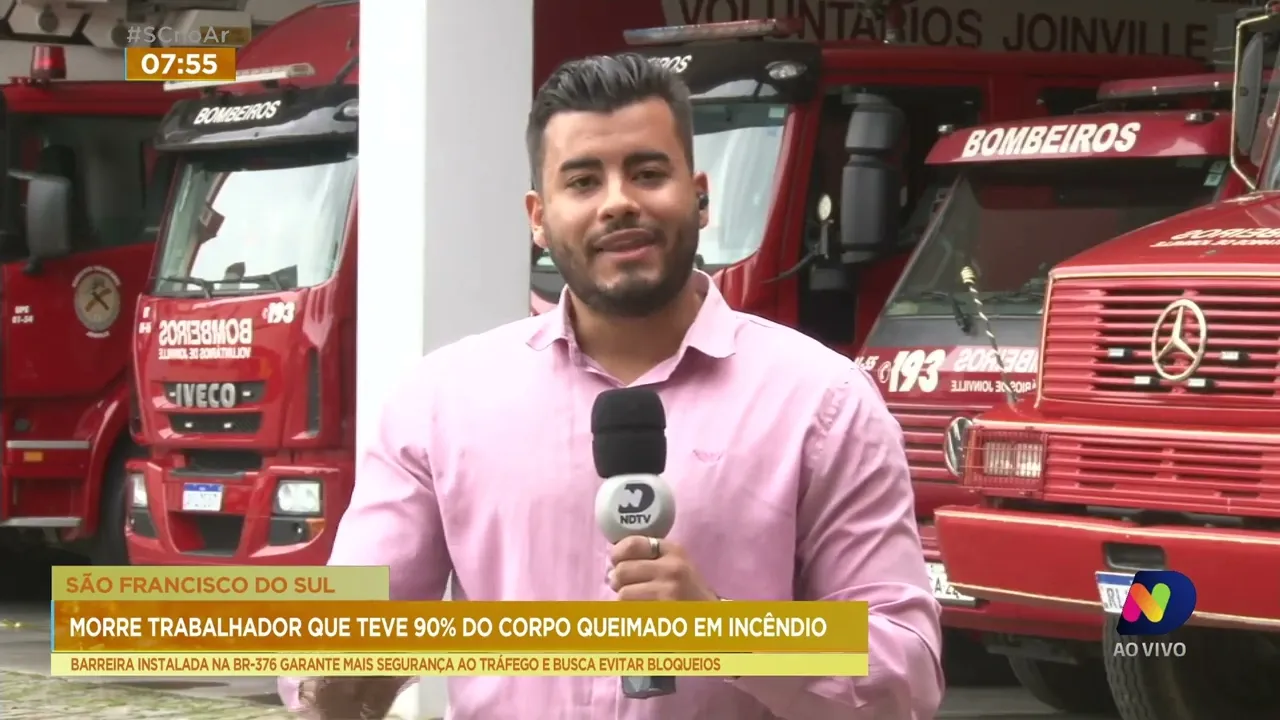 Morre trabalhador que teve 90% do corpo queimado em incêndio em São Francisco do Sul