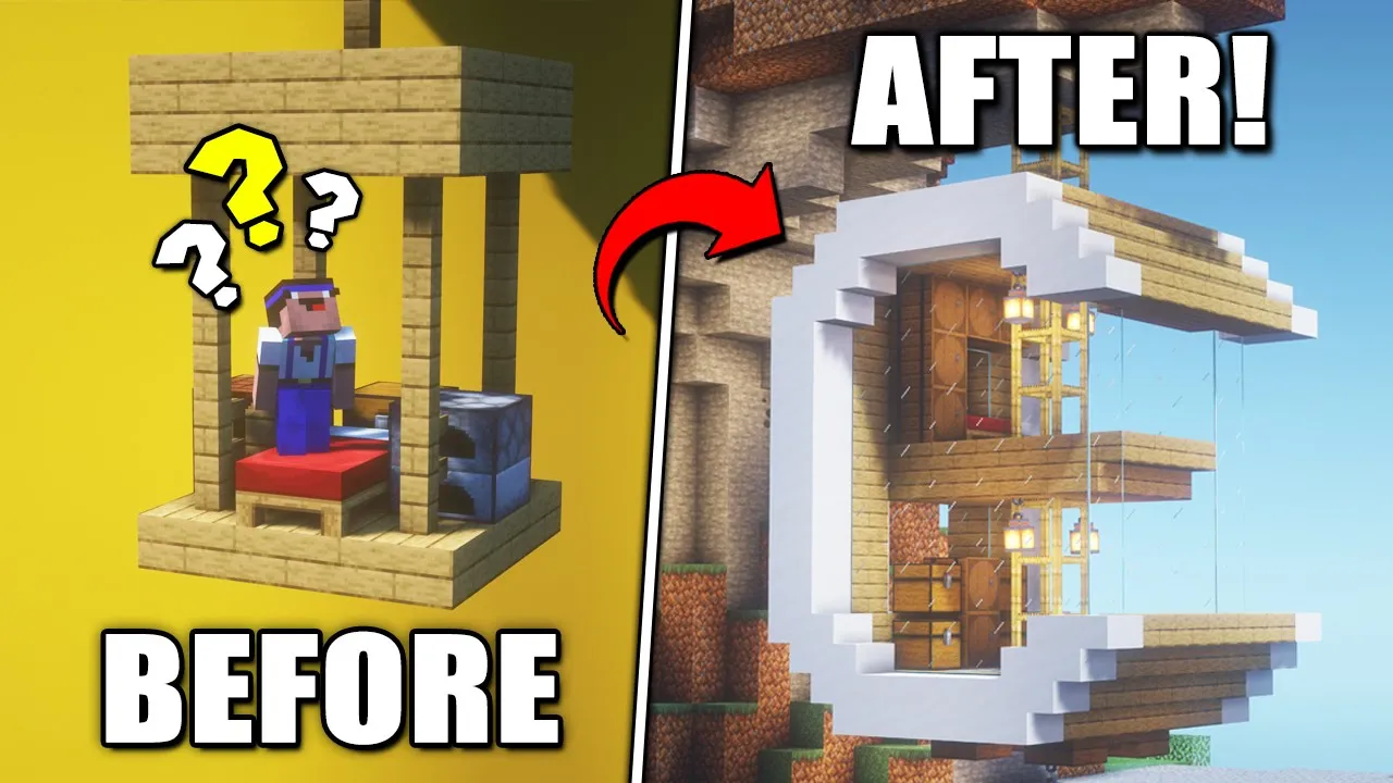 Minecraft CLIFF House Build Hacks & Ideas