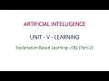Explanation Based Learning 2 - Artificial Intelligence