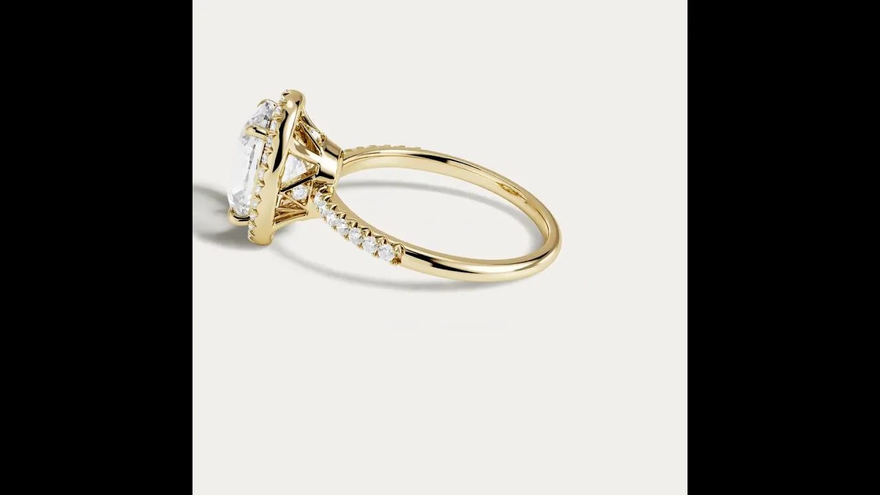 Zaira丨Halo Design Lab-Grown Diamond Modern Vintage Engagement Ring