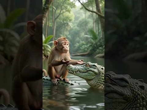 🐒🐊 सच्ची दोस्ती में धोखा! 😢 बंदर और मगरमच्छ की भावुक कहानी ❤️ | Hindi Moral Story #Shorts
