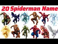 20 Types of Spider-Man Names Spider-Man Names for Kids Hindi English Vocabulary Marvel Hero