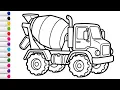 How to Draw a Concrete Mixer Truck for Kids Step by Step Truck Drawing ColoringPage