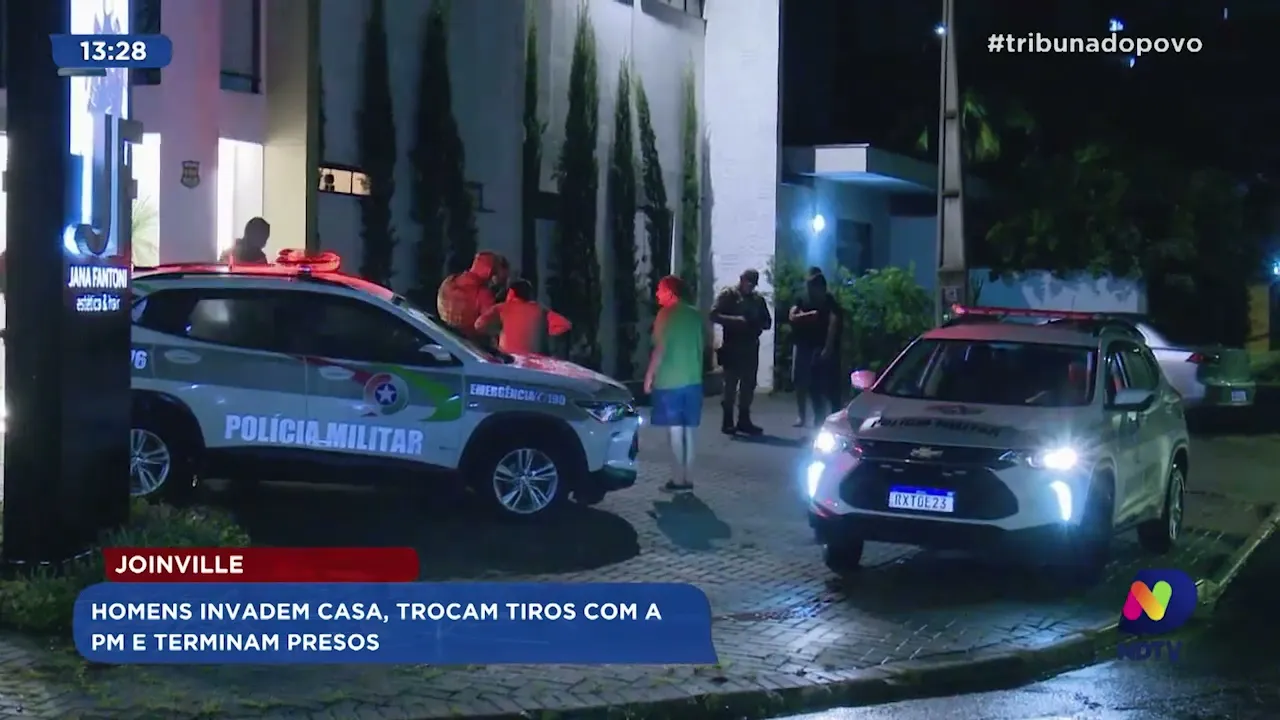 Joinville: homens invadem casa, trocam tiros com a PM e terminam presos