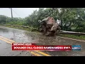 Boulders falling shut down Kamehameha Highway near Waimea Bay none hurt