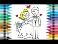 Wedding Bride and Groom Coloring Page for Kids Children s Coloring Book Using Colored Markers