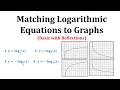 Match Logarithmic Equations to Graphs Basic and Vertical Reflections