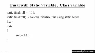 113 Final with Static variable in Java Programming Hindi