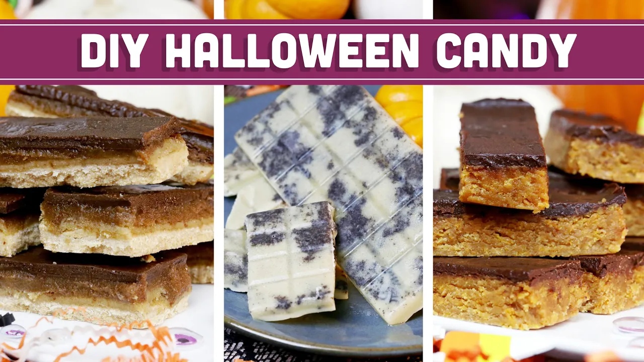 DIY Halloween Candy - Clean & Vegan Recipes! Butterfinger, Twix, Cookies & Cream - Mind Over Munch