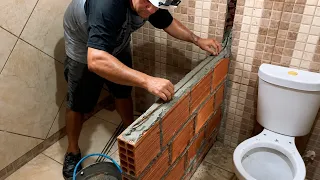 IDEIA DE GÊNIO!! Fizemos um BOX com tijolo e revestimento...