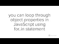 Looping through object properties in JavaScript
