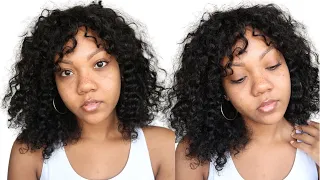 NEW SCALP TOP CURLY WIG WITH BANGS LOOKS SO NATURAL FT NIA WIGS