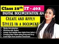 Create and Apply Styles in a Document Digital Documentation Adv Class 10 Information Technology