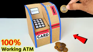 how to make cardboard atm at home mini working atm coin bank making best cardboard projects