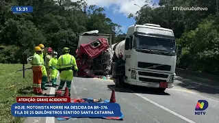 Acidente fatal na BR-376 provoca longa fila e complica acesso ao litoral de SC