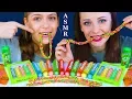ASMR RAINBOW CRAYON CANDY, NERDS ROPE, ROLLING LIQUID CANDY MUKBANG