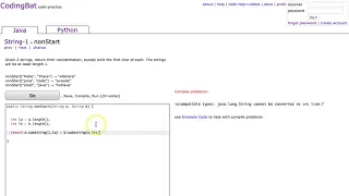 Codingbbat - nonStart Java