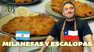MILANESAS ARGENTINAS y ESCALOPAS CHILENAS. Todos los trucos para que resulten crocantes y deliciosas