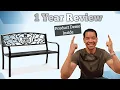 Stylish Outdoor Steel Garden Bench Floral Design Backrest for Patio Porch Lawn Park
