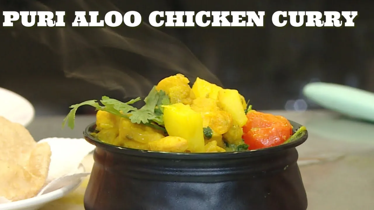 Puri Aloo chicken curry with very minimal spice With habanero chilli